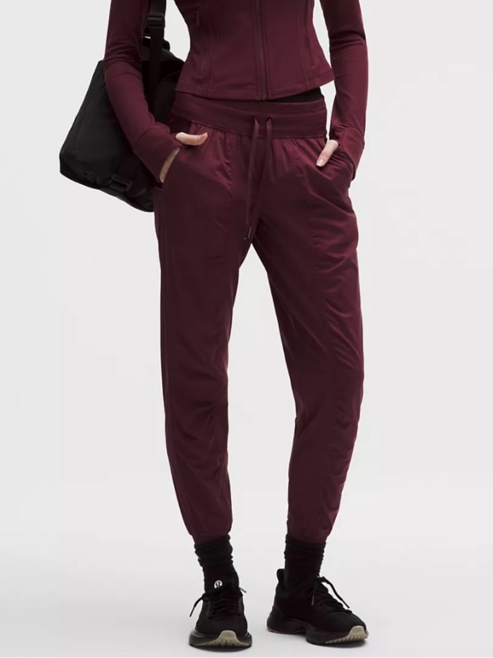 Lululemon Dance Studio Mid Rise Joggers Burgundy Bay Full Length